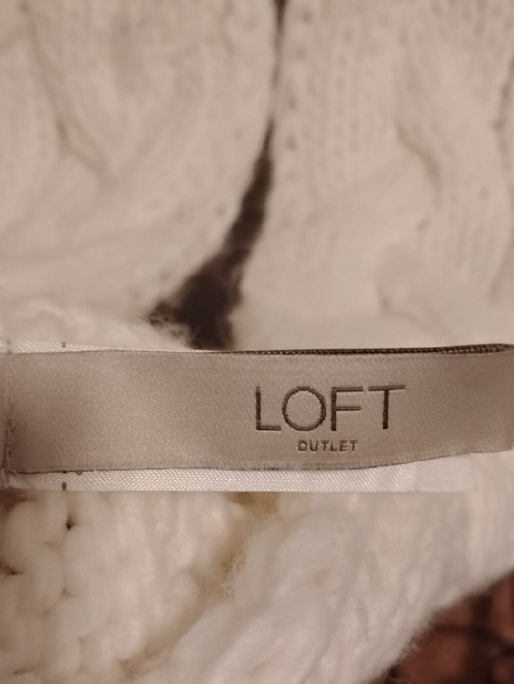 LOFT Cream Cable Knit Cowl Neck Sweater - Picture 5 of 6